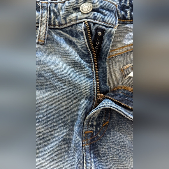 Women's Distressed Medium Fade Denim Shorts High Rise CUTOFF SO LUCKY - Picture 3 of 11